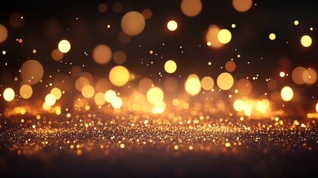 This is an elegantly crafted abstract gold background that showcases shimmering bokeh lights. It is perfectly suited for luxury designs and conveys a sense of glamorous and sophisticated themes