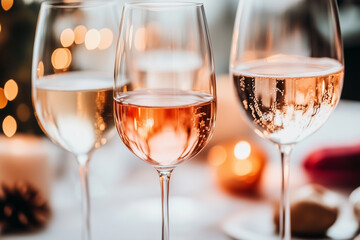 Fototapeta premium Close-Up of Wine Glasses at a Party with Blurred Background