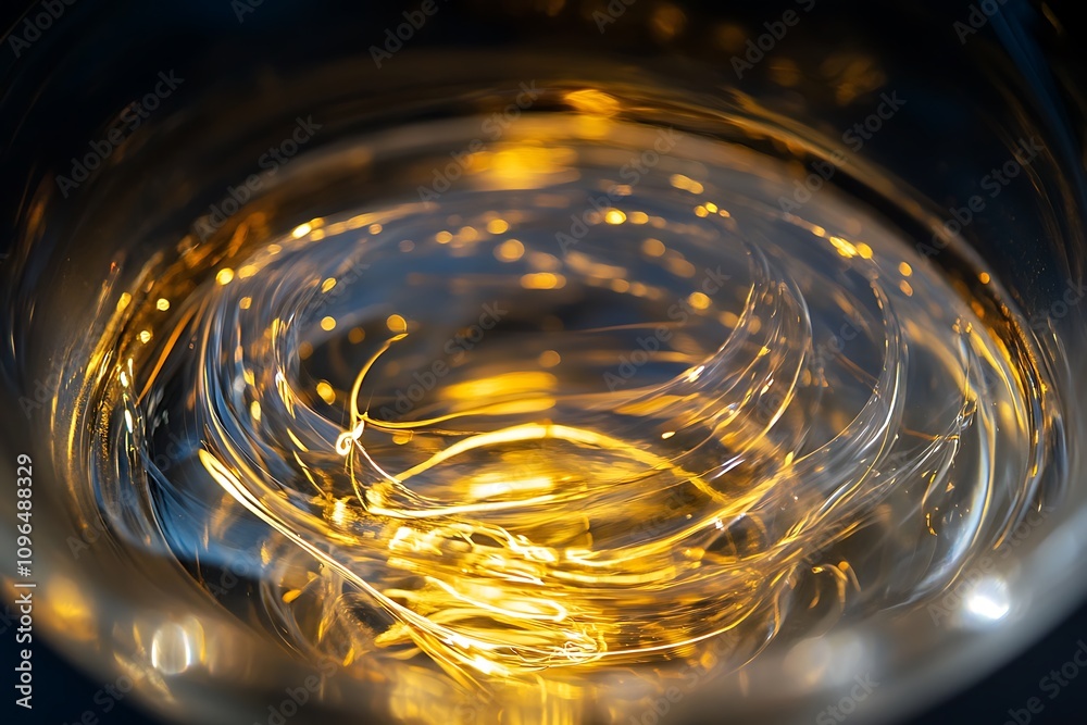Poster Glowing lights submerged in water, creating a swirling, abstract pattern.