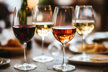 Close-Up of Wine Glasses at a Party with Blurred Background