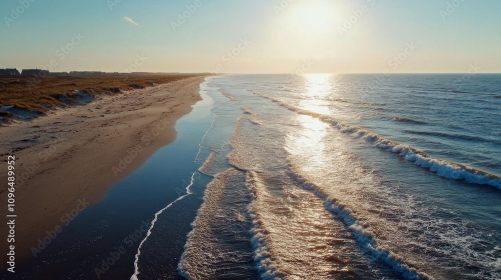 Poster the ocean is calm and the sun is setting