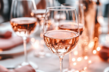 Fototapeta premium Close-Up of Wine Glasses at a Party with Blurred Background