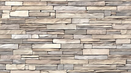 Obraz premium Seamless pattern Beige Stacked Stone Wall Texture