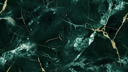Seamless pattern Emerald Green Marble with Gold Veins Texture