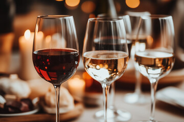Close-Up of Wine Glasses at a Party with Blurred Background