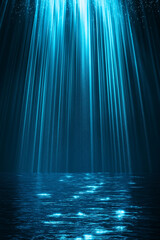 Underwater Light Rays, Deep Blue Ocean Scene, Digital Illustration