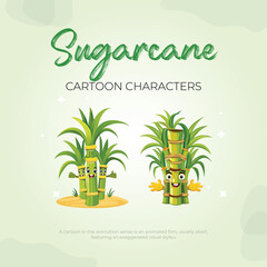 Happy Sugarcane Cartoon Characters Animated Film, Sweet Visuals