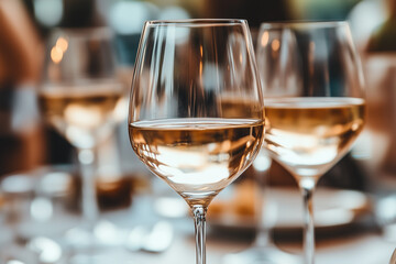 Obraz premium Close-Up of Wine Glasses at a Party with Blurred Background