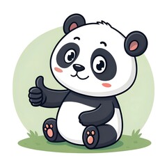Fototapeta premium cute-panda-thumbs up simple cartoon vector
