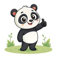 cute-panda-thumbs up simple cartoon vector
