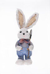 toy straw rabbit isolated on white background