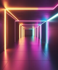 Neon Glowing Tunnel Corridor