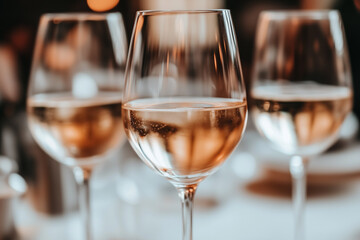 Close-Up of Wine Glasses at a Party with Blurred Background
