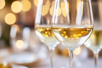 Close-Up of Wine Glasses at a Party with Blurred Background
