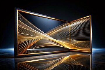 Abstract Lines Movement in Dark Spaces: Dynamic Shapes Evolving Across Screen Corners Against a Black Background for Visual Exploration and Artistic Interpretation