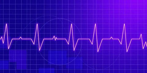 Naklejka premium Abstract ekg heartbeat design in vibrant purple and blue hues for health and wellness themes, purple, technology, vibrant