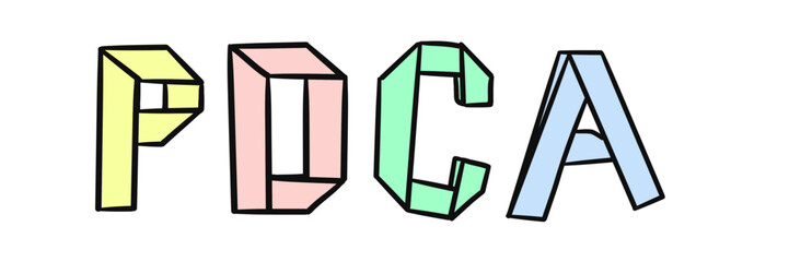  PDCA in colorful pastel origami style on transparency background