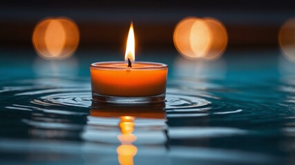 cinnamon tealight candle isolated in gradient background