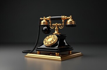 Vintage rotary telephone with gold and black detailing