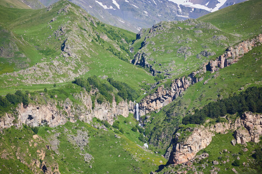 Totti Waterfall in Georgia. The nearest village is Gorbani. Natural beauty. The time of the year is summer