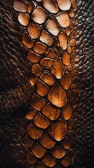 Detailed close-up of a textured snake skin showcasing vibrant scales in warm tones