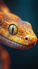 Close-up view of a vibrant snake showcasing its intricate scales and striking eye in a captivating natural setting