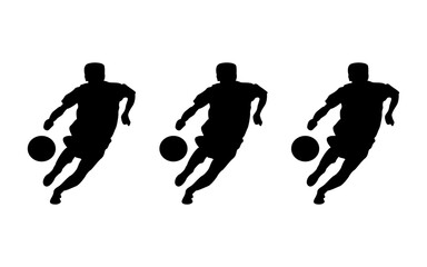 Footboll player sihlouette.Set of Soccer Players Silhouettes.
