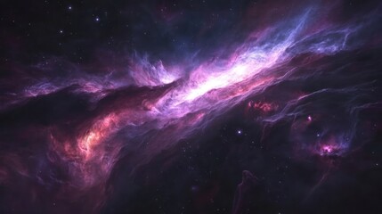 Obraz premium Cosmic Nebula: A Symphony of Purple and Pink