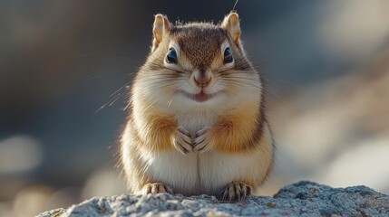 Adorable Chipmunk on a Rock