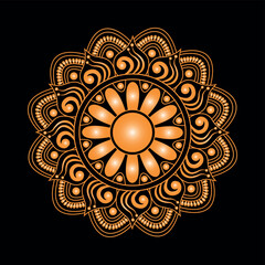 Golden mandala design With black backgroud