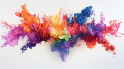 The color image explodes creating bright, colorful smoke that makes the photo realistic. AI Generative