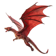 Red flying dragon, full length, isolated on a transparent background, png