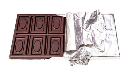 Bitter dark chocolate bar isolated on a white background