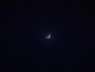 Naklejka premium A beautiful night sky with a crescent moon and a few scattered stars, scattered stars, astronomy, lunar phase