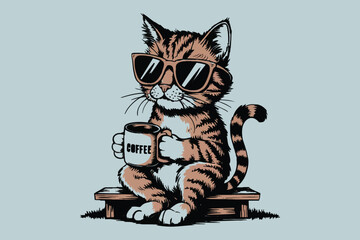 cat coffee vector