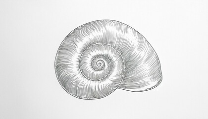Obraz premium 연필로 그린 나선형 조개껍데기 스케치