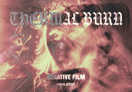 Burn Film Thermal Photo Effect Mockup