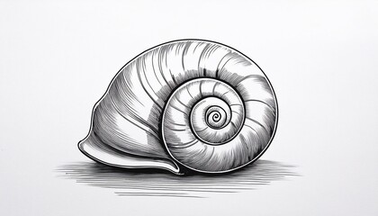 Obraz premium 연필로 그린 나선형 조개껍데기 스케치