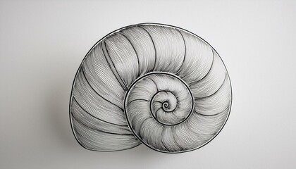 Obraz premium 연필로 그린 나선형 조개껍데기 스케치