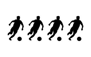 Footboll player sihlouette.Set of Soccer Players Silhouettes.
