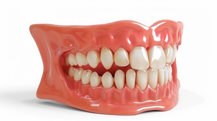 Obraz premium 3D anatomical model of human teeth and gums showcasing upper and lower jaws in detailed structure. Educational tool for dental studies, orthodontics, and medical research. Generative AI