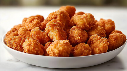 Crispy Fried Chicken Bites in a Bowl, Delicious Golden Brown Snack Food