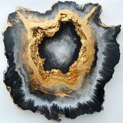 Fototapeta premium Abstract Resin Art: Black, Gold, and White Geode Wall Decor