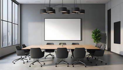 White home living room interior with table and chairs, window. Mockup frame