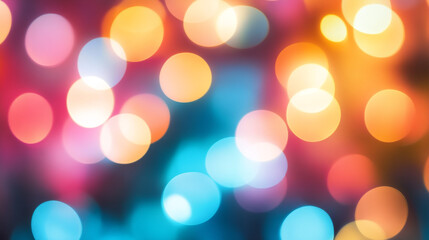 Fototapeta premium Brightly colored bokeh lights create a vibrant atmosphere at a nighttime event