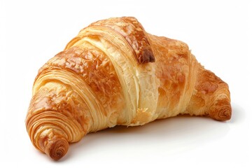 Single plain croissant on white background
