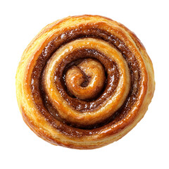Fototapeta premium Top view of a hyperrealistic cinnamon swirl bread isolated on a white transparent background