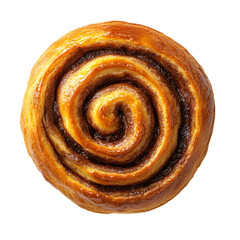 Fototapeta premium Top view of a hyperrealistic cinnamon swirl bread isolated on a white transparent background
