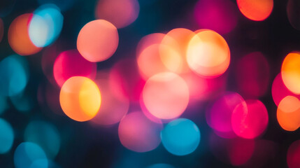 Obraz premium Colorful bokeh lights create a magical atmosphere at a night event in the city