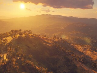 Fototapeta premium Golden Hour Mountain View